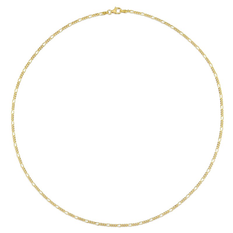 Main Image 3 of 2.2mm Figaro Chain Necklace in Sterling Silver with Yellow Rhodium - 20"