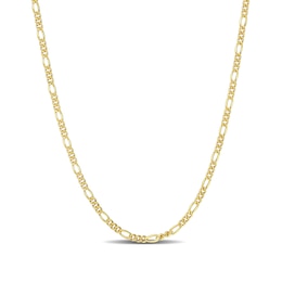 2.2mm Figaro Chain Necklace in Sterling Silver with Yellow Rhodium - 16"