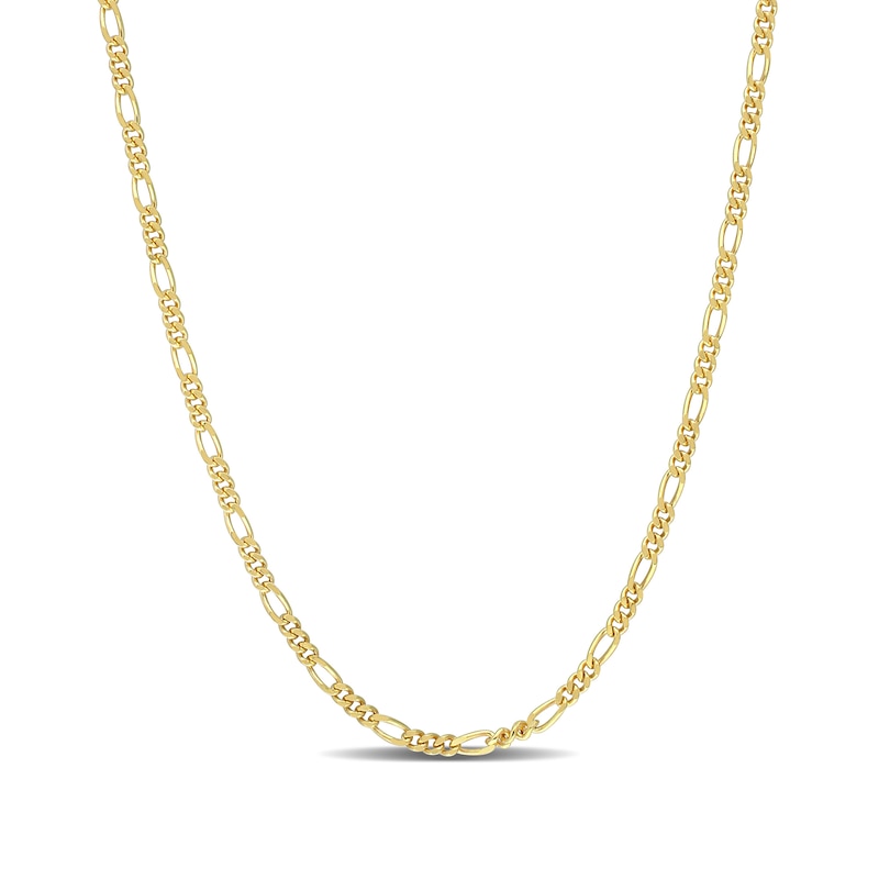 2.2mm Figaro Chain Necklace in Sterling Silver with Yellow Rhodium - 16"