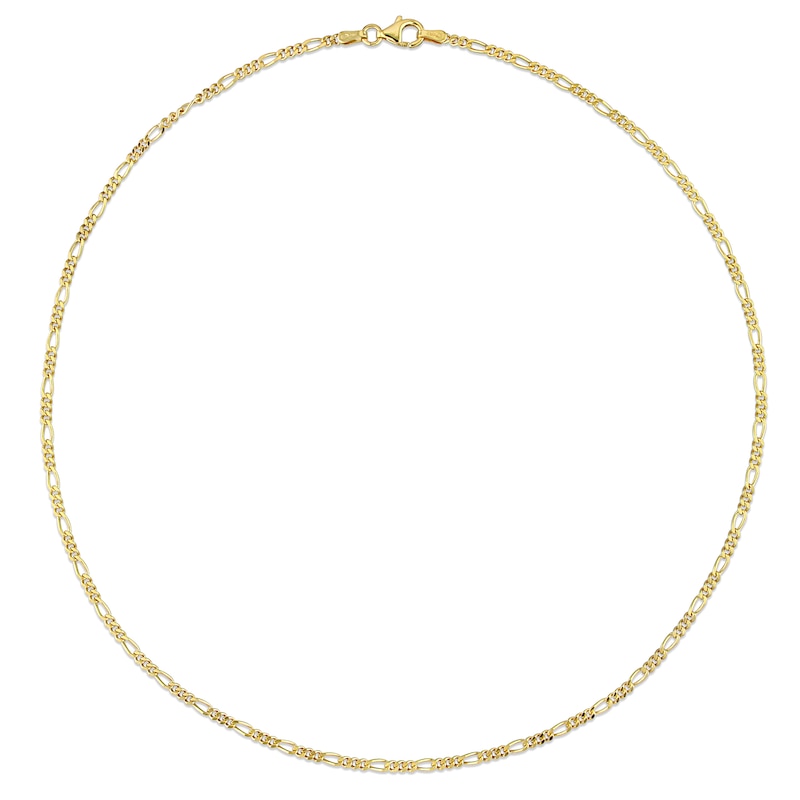 Main Image 3 of 2.2mm Figaro Chain Necklace in Sterling Silver with Yellow Rhodium - 16"