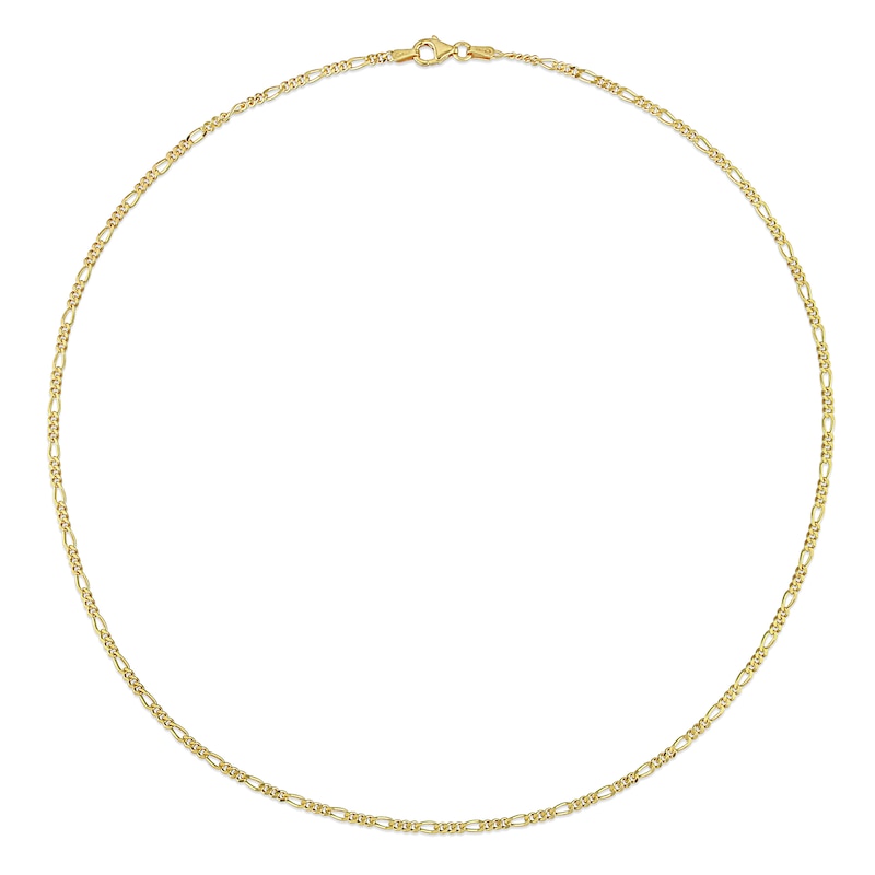 Main Image 3 of 2.2mm Figaro Chain Necklace in Sterling Silver with Yellow Rhodium
