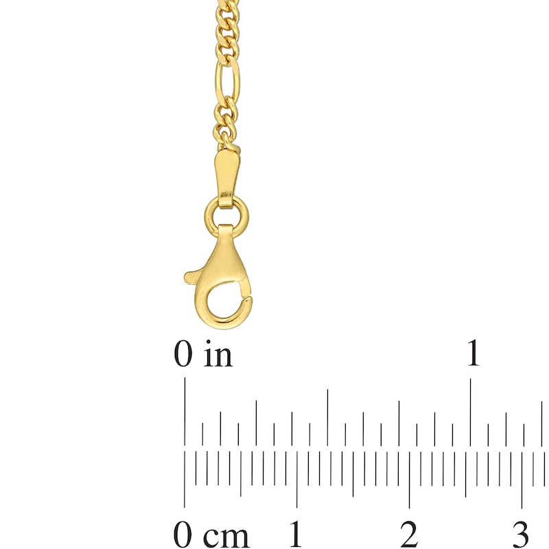 Main Image 4 of 2.2mm Figaro Chain Necklace in Sterling Silver with Yellow Rhodium