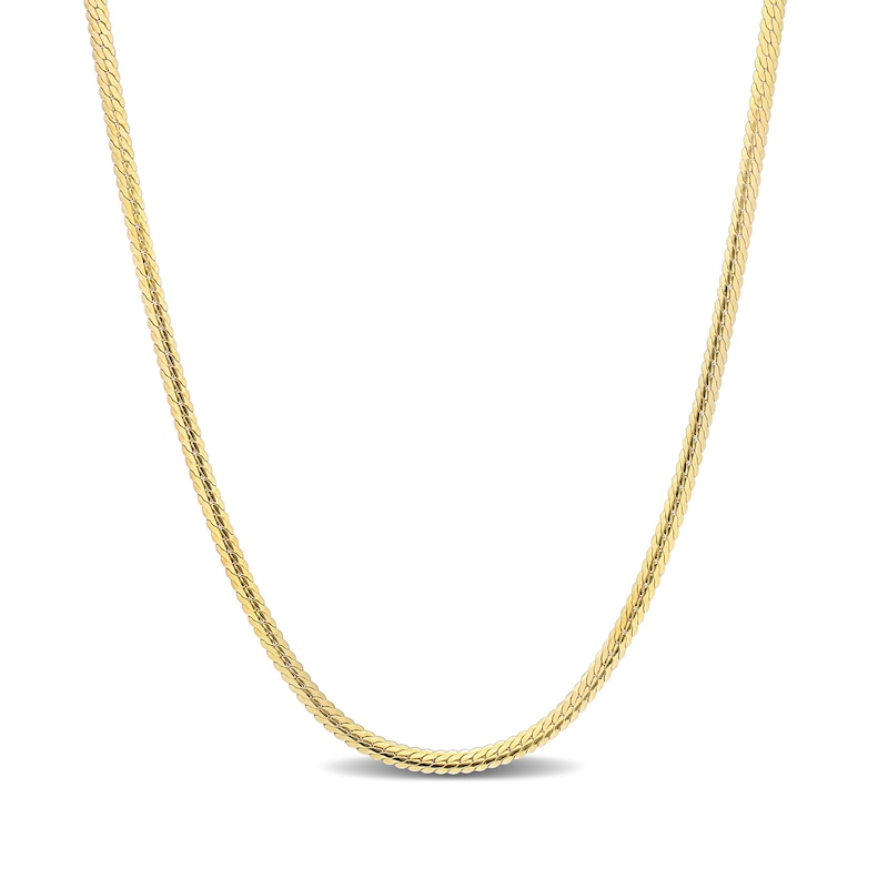 Main Image 1 of 2.0mm Herringbone Chain Necklace in Sterling Silver with Yellow Rhodium - 16"