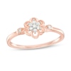 Thumbnail Image 1 of 0.08 CT. T.W. Diamond Flower Promise Ring in Sterling Silver with Rose-Tone Flash Plate