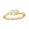 Thumbnail Image 0 of 0.10 CT. T.W. Diamond Heart Promise Ring in Sterling Silver with Gold Flash Plate