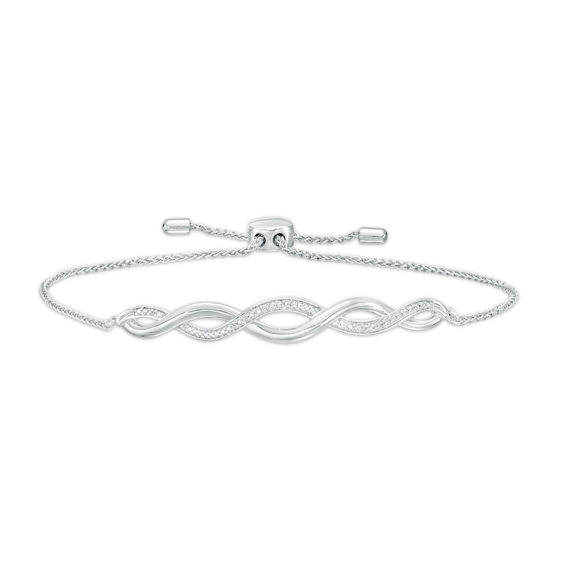 Diamond Accent Twist Bolo Bracelet in Sterling Silver – 9.5"|Peoples Jewellers