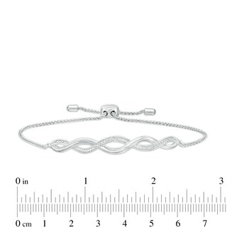 Diamond Accent Twist Bolo Bracelet in Sterling Silver – 9.5"