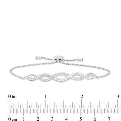 Diamond Accent Twist Bolo Bracelet in Sterling Silver – 9.5"