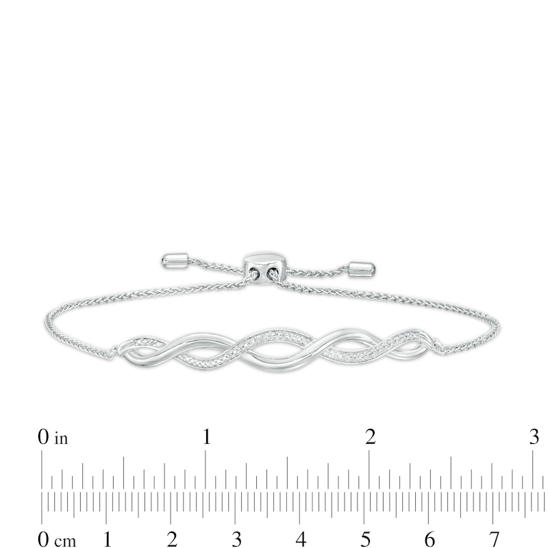 Diamond Accent Twist Bolo Bracelet in Sterling Silver – 9.5"
