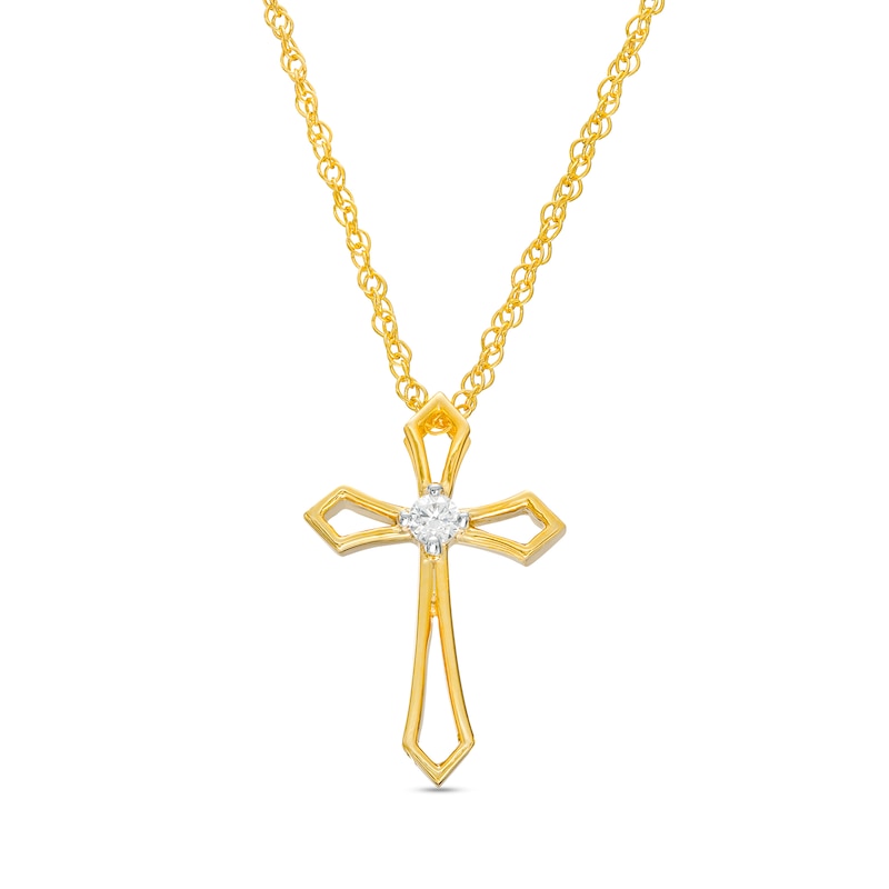 0.04 CT. Diamond Solitaire Cross Pendant in 10K Gold|Peoples Jewellers