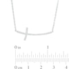 0.13 CT. T.W. Diamond Curved Sideways Cross Necklace in Sterling Silver