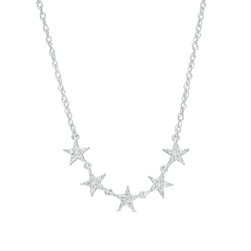 0.12 CT. T.W. Diamond Five Star Necklace in Sterling Silver