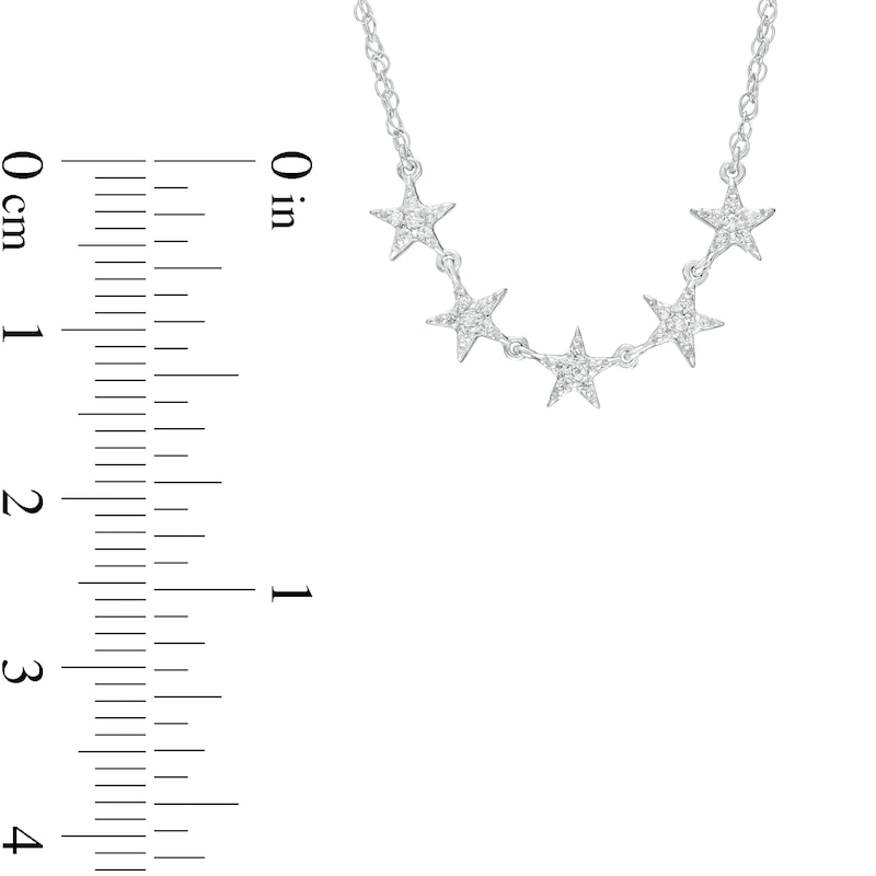 0.12 CT. T.W. Diamond Five Star Necklace in Sterling Silver