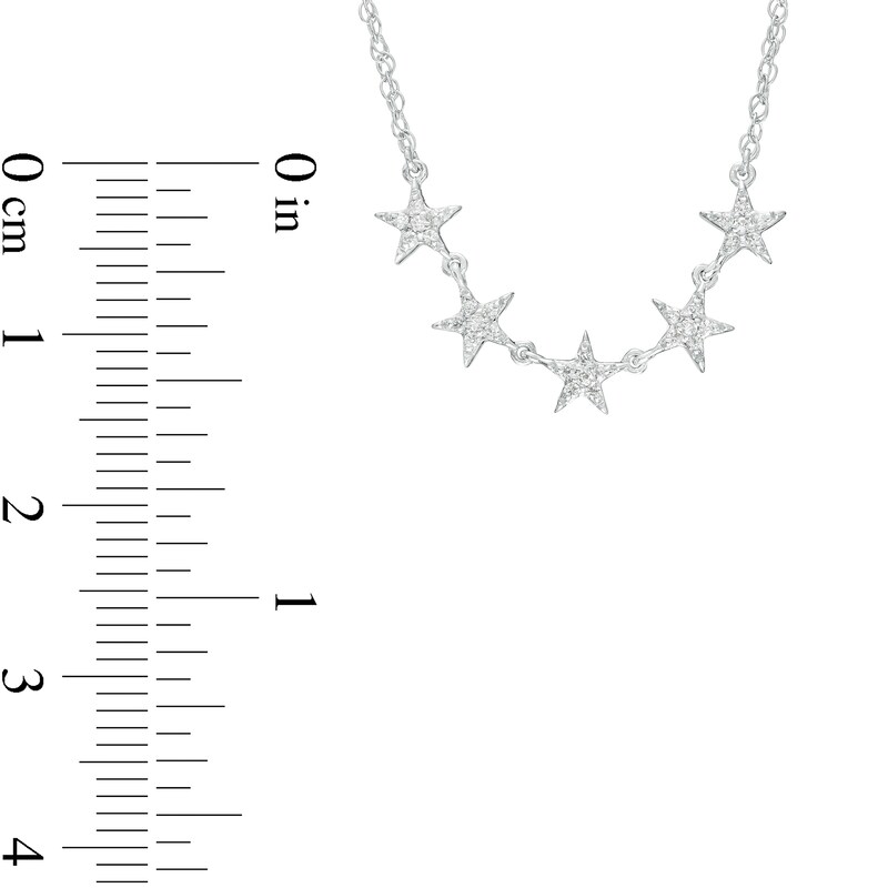 0.12 CT. T.W. Diamond Five Star Necklace in Sterling Silver