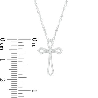 0.04 CT. Diamond Solitaire Flared Cross Pendant in 10K White Gold
