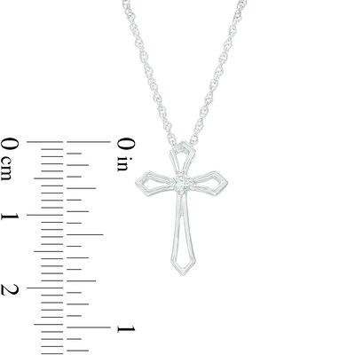 0.04 CT. Diamond Solitaire Flared Cross Pendant in 10K White Gold