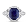Thumbnail Image 3 of Cushion-Shaped Blue Sapphire and 0.82 CT. T.W. Diamond Frame Split Shank Ring in 14K White Gold