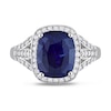 Thumbnail Image 4 of Cushion-Shaped Blue Sapphire and 0.82 CT. T.W. Diamond Frame Split Shank Ring in 14K White Gold