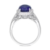 Thumbnail Image 4 of Cushion-Shaped Blue Sapphire and 0.82 CT. T.W. Diamond Frame Split Shank Ring in 14K White Gold