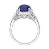 Thumbnail Image 5 of Cushion-Shaped Blue Sapphire and 0.82 CT. T.W. Diamond Frame Split Shank Ring in 14K White Gold