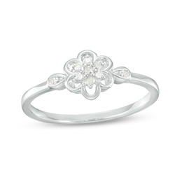 0.08 CT. T.W. Diamond Flower Promise Ring in Sterling Silver