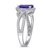 Thumbnail Image 3 of Oval Tanzanite and 0.34 CT. T.W. Diamond Open Knot Shank Ring in 14K White Gold