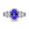 Thumbnail Image 4 of Oval Tanzanite and 0.34 CT. T.W. Diamond Open Knot Shank Ring in 14K White Gold