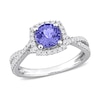 Thumbnail Image 0 of 6.5mm Tanzanite and 0.50 CT. T.W. Diamond Frame Twist Shank Ring in 14K White Gold