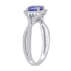 Thumbnail Image 2 of 6.5mm Tanzanite and 0.50 CT. T.W. Diamond Frame Twist Shank Ring in 14K White Gold