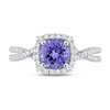 Thumbnail Image 3 of 6.5mm Tanzanite and 0.50 CT. T.W. Diamond Frame Twist Shank Ring in 14K White Gold