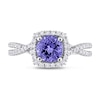 Thumbnail Image 4 of 6.5mm Tanzanite and 0.50 CT. T.W. Diamond Frame Twist Shank Ring in 14K White Gold