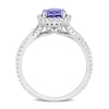 Thumbnail Image 5 of 6.5mm Tanzanite and 0.50 CT. T.W. Diamond Frame Twist Shank Ring in 14K White Gold