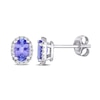 Thumbnail Image 1 of Oval Tanzanite and 0.08 CT. T.W. Diamond Frame Stud Earrings in 10K White Gold