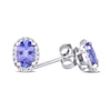 Thumbnail Image 3 of Oval Tanzanite and 0.08 CT. T.W. Diamond Frame Stud Earrings in 10K White Gold