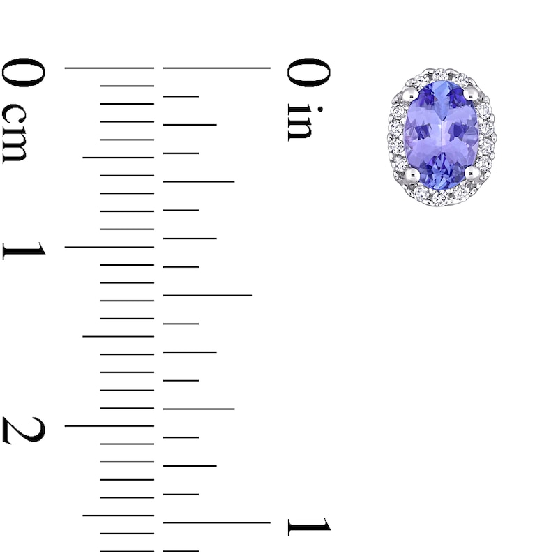 Main Image 4 of Oval Tanzanite and 0.08 CT. T.W. Diamond Frame Stud Earrings in 10K White Gold
