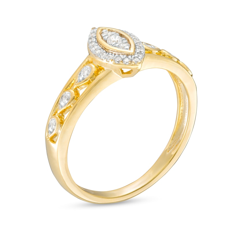 0.20 CT. T.W. Marquise-Shaped Multi-Diamond Frame Promise Ring in 10K Gold