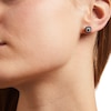 Vera Wang Love Collection Blue Sapphire and 0.085 CT. T.W. Diamond Cushion-Shaped Frame Stud Earrings in 10K White Gold