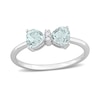 Thumbnail Image 0 of 5.0mm Heart-Shaped Aquamarine and Diamond Accent Bow Ring in 10K White Gold