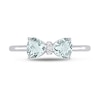 Thumbnail Image 3 of 5.0mm Heart-Shaped Aquamarine and Diamond Accent Bow Ring in 10K White Gold