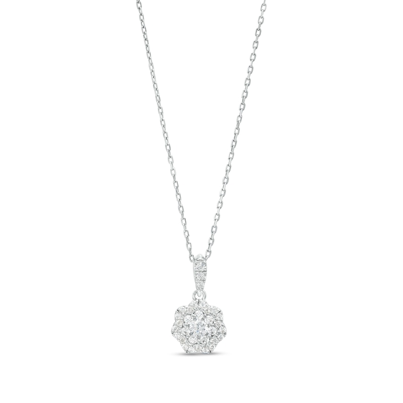 0.25 CT. T.W. Multi-Diamond Flower Pendant in 10K White Gold|Peoples Jewellers