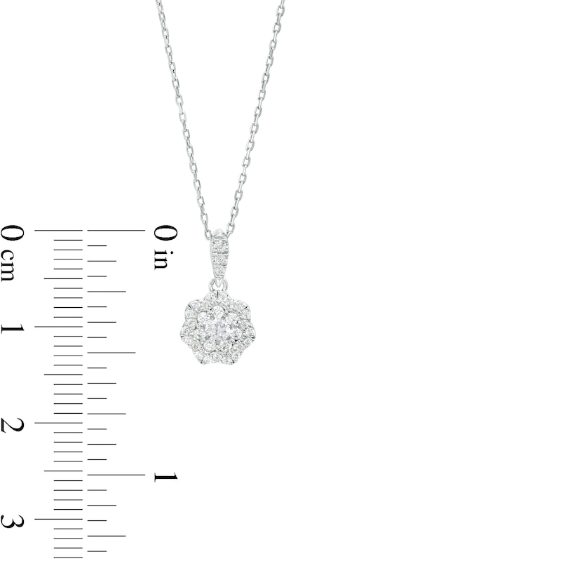 0.25 CT. T.W. Multi-Diamond Flower Pendant in 10K White Gold