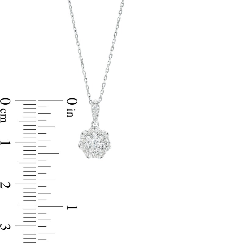 0.25 CT. T.W. Multi-Diamond Flower Pendant in 10K White Gold