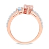 Thumbnail Image 5 of Pear-Shaped Morganite, Aquamarine, and White Topaz Toi et Moi Ring in 10K Rose Gold