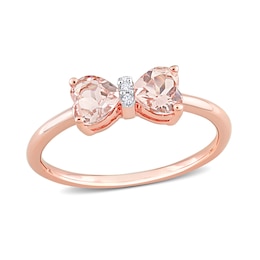 5.0mm Heart-Shaped Morganite and Diamond Accent Bow Ring in 10K Rose Gold
