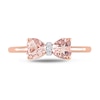 Thumbnail Image 4 of 5.0mm Heart-Shaped Morganite and Diamond Accent Bow Ring in 10K Rose Gold