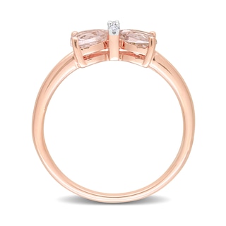5.0mm Heart-Shaped Morganite and Diamond Accent Bow Ring in 10K Rose Gold