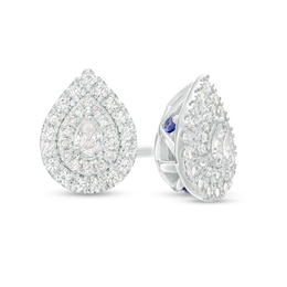 Vera Wang Love Collection 0.32 CT. T.W. Pear-Shaped Diamond Double Frame Stud Earrings in 10K White Gold