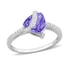 Thumbnail Image 1 of 8.0mm Trillion-Cut Tanzanite and 0.12 CT. T.W. Diamond Ribbon Ring in Sterling Silver