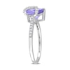 Thumbnail Image 3 of 8.0mm Trillion-Cut Tanzanite and 0.12 CT. T.W. Diamond Ribbon Ring in Sterling Silver