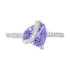 Thumbnail Image 4 of 8.0mm Trillion-Cut Tanzanite and 0.12 CT. T.W. Diamond Ribbon Ring in Sterling Silver